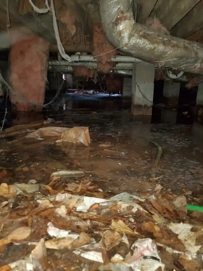 Crawl space flood assessment for Commercial Water Damage Restoration in Sunbury